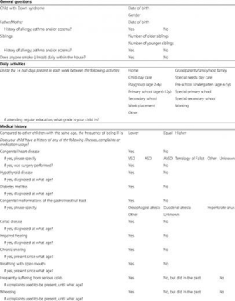 Annual Questionnaire Regarding Background Daily Activities And