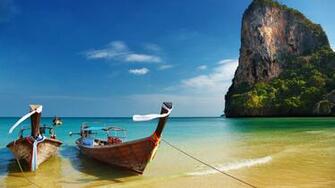 Thailand Tropical Beach Boats HD Wallpaper