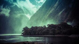 Mountains Landscapes New Zealand Fjord Milford Sound Wallpaper