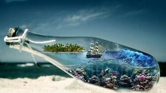 Widescreen HD Abstract Desktop Wallpaper Bottle Ship