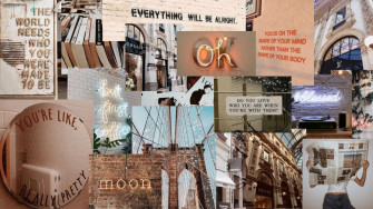 Neutral Collage Laptop Background Cute