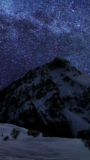 Snow Mountain Noite Sky Stars Android Wallpaper Whatsapp