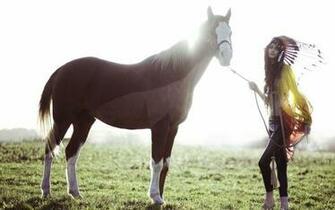 Animals Horses Women Native American Indian Mood Sexy Babes Wallpaper