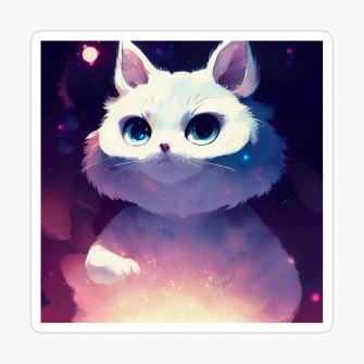 Magical Fantasy Kitten Chonky Persian Cat In Anime Style Poster