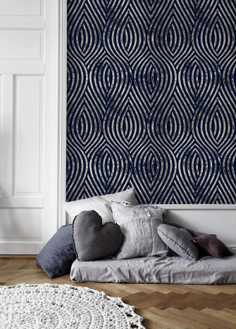 Navy And Silver Modern Wallpaper Peel