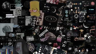 Anime Galaxy Black Collage Aesthetic Laptop