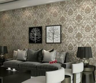 New Gilt Bronze Wallpaper Non Woven Damask European Vintage