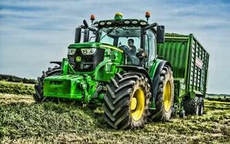 Wallpaper John Deere 6155r Starfire Harvesting