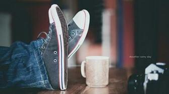 Mood Table Legs Sneakers Mug Camera Hi Tech HD Wallpaper