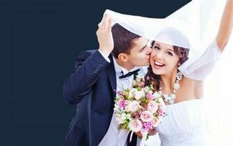 Bride And Groom Kissing Wallpaper New HD