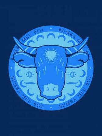 Blue Bumba Meu Boi Bull Badge With Dark Background