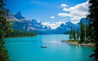 Relax Mood Mountains Sky People Canoe Boats Trees Forest Wallpaper