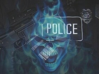 Blue Flame Skull Police Photo Largebackgroundbluepolicesk Jpg