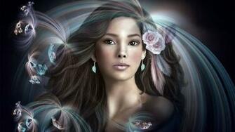 Brunettes Women Paintings Fantasy Art Artwork Roses Wallpaper