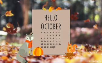 October Hello Desktop Calendar Wallpaper