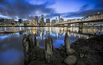 Portland Skyline And Willamette River Oregon HD Bing Wallpaper