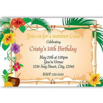 Summer Tropical Tiki Bamboo Floral Luau Party Invitation