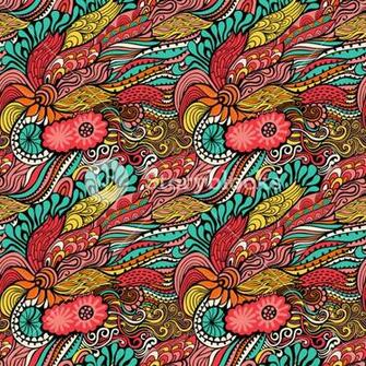 Vector Seamless Texture With Abstract Flowers Endless Background