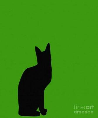 Black Cat On Lime Green Background By Barbara Griffin