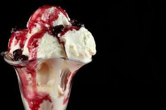 Ice Cream Black Background Vanilla Utensil Photo