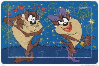 Puzzle Postcard Cartoon Tasmanian Devil Mrs