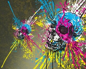 Colorful Abstract Skulls HD Wallpaper Vector
