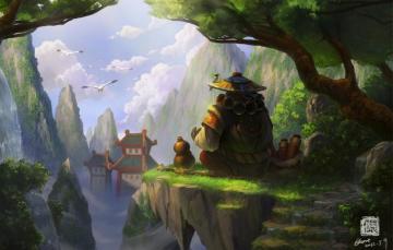 Wallpaper Trees Birds Rocks Asia Height Hat Art Panda