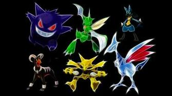 Pokemon Gengar Lucario Houndoom Scyther Kadabra Skarmory