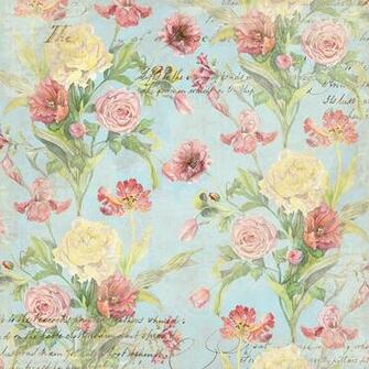 Fleurs De Pivoine Watercolor In A French Vintage Wallpaper Style