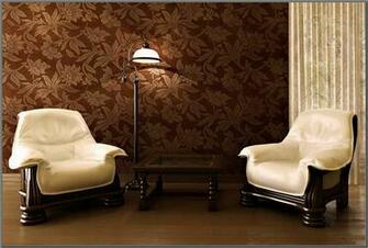 Wallpaper Dinding Ruang Tamu Warna Coklat Motif Bunga Minimalis