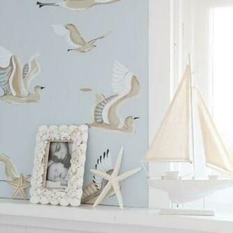 Seaside Inspired Living Room Wallpaper