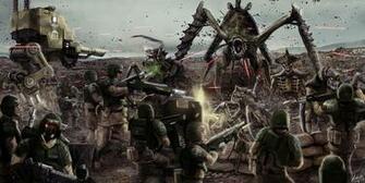 Tyranids Vs Imperial Guard Battle Image Dark Force Science Fiction
