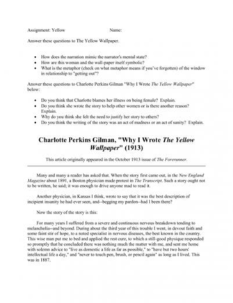 Charlotte Perkins Gilman Why I Wrote The Yellow Wallpaper