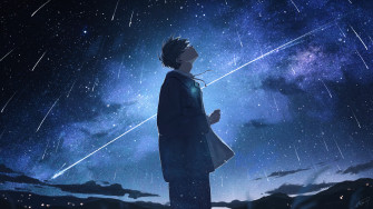 Anime Boy Alone Night Stars Scenery 4k Phone iPhone Wallpaper 824a