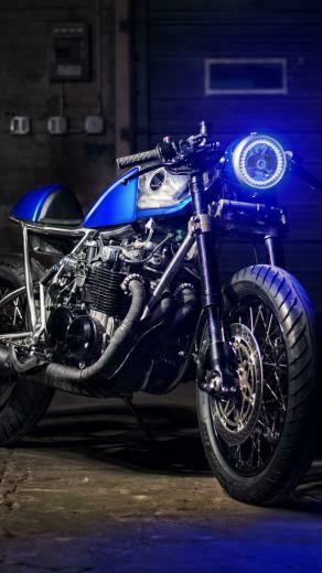 Honda Retro Blue Motorcycle Wallpaper iPhone