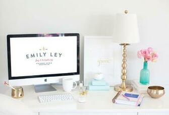 Emily Ley S Office Is Stunning White Background Gold Details Love