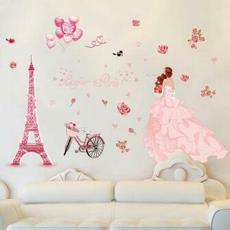 Quality Wedding Room Wall Stickers Dress Wallpaper Pink