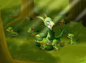 Comm Serperior Snivy Family By Lauzi