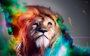 Colorful Lion Wallpaper Digital Art