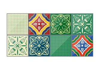 Emerald Vector Talavera Tiles Art Stock
