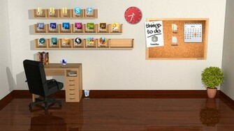 3d Office Desktop Background Room Wallpaper