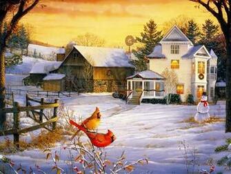 Snowy Village Wallpaper