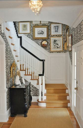 Zebra Printwallpaper In A Stairway By Megan Winters Atelier