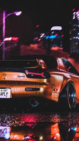 Mazda Rx Sports Car Rear Artwork Wallpaper
