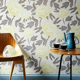 Jocelyn Warner Dandy Hand Screen Printed Floral Wallpaper Lemony