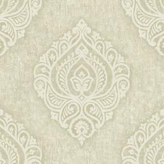Om91207 Beige Damask Medallion Theodor Raymond Waites Wallpaper