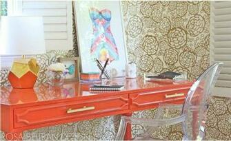 Orange Desk Oh Joy Gold Wallpaper Kartell Ghost Chair