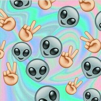 Alien Peace Emojis iPhone Wallpaper Emoji Background