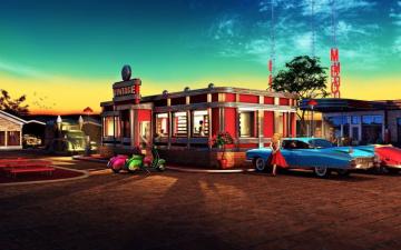Retro Diner Wallpaper Top Background