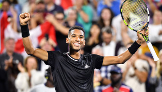 Felix Auger Aliassime Arms Raised Up Wallpaper